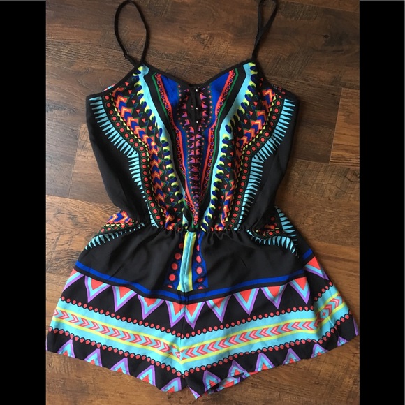 Pants - PRICE FIRM 🖤HP🖤 Black Tribal Romper